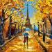 Peinture Romantic Fall in Paris par Pigni Diana | Tableau Figuratif Paysages Urbain Architecture Huile