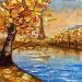 Peinture Golden Fall in Paris par Pigni Diana | Tableau Figuratif Paysages Urbain Architecture Huile