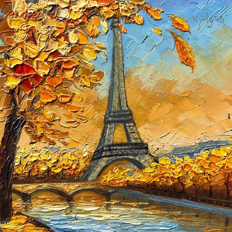 Painting Autumn Leaves by Pigni Diana | Painting Figurative Landscapes Urban Architecture Oil