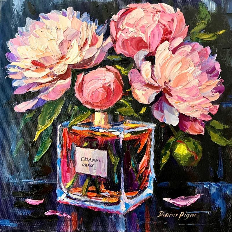 Painting Chanel Peonies by Pigni Diana | Painting Figurative Still-life Oil