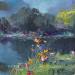 Painting Visit the River by Petras Ivica | Painting Naive art Landscapes Oil