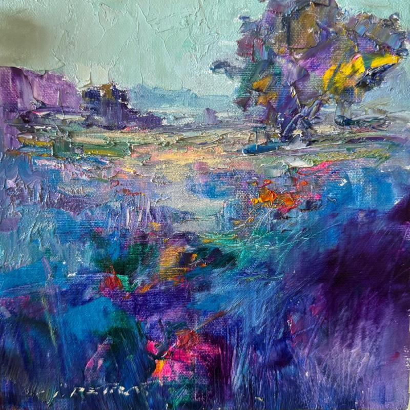 Peinture Blue Meadows par Petras Ivica | Tableau Impressionnisme Paysages Huile