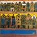 Painting HR 1378 blue line by Ragas Huub | Painting Raw art Architecture Gouache