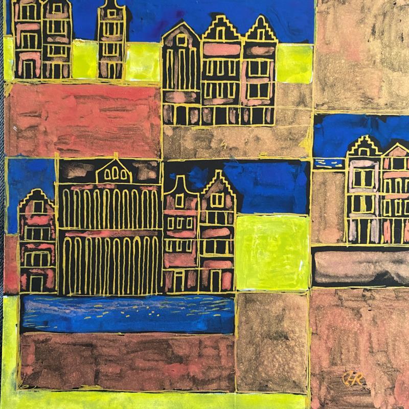 Gemälde HR 1375 fresh green  von Ragas Huub | Gemälde Art brut Architektur Gouache