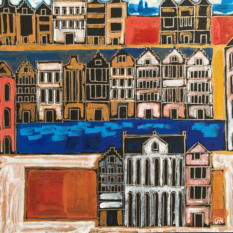 Painting HR 1372 aan de gracht  by Ragas Huub | Painting Raw art Architecture Acrylic