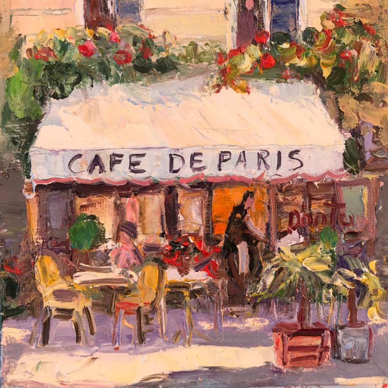 Peinture Le café de Paris  par Dontu Grigore | Tableau Figuratif Urbain Huile