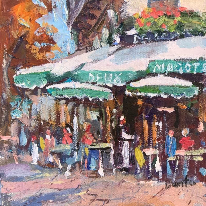 Peinture Café Les Deux Magots par Dontu Grigore | Tableau Figuratif Urbain Huile