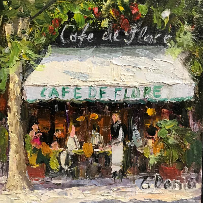 Peinture Café de Flore par Dontu Grigore | Tableau Figuratif Urbain Huile