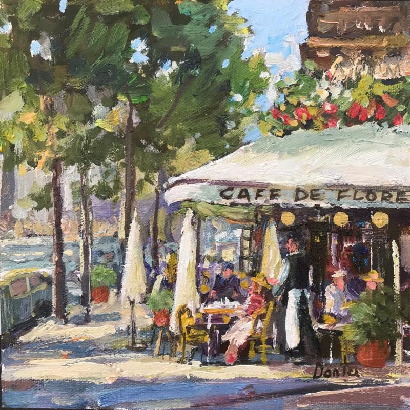 Peinture Café de Flore par Dontu Grigore | Tableau Figuratif Urbain Huile