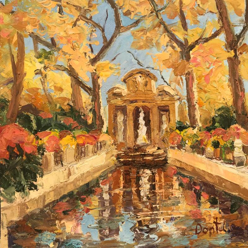 Peinture La fontaine Medici en automne  par Dontu Grigore | Tableau Figuratif Urbain Huile