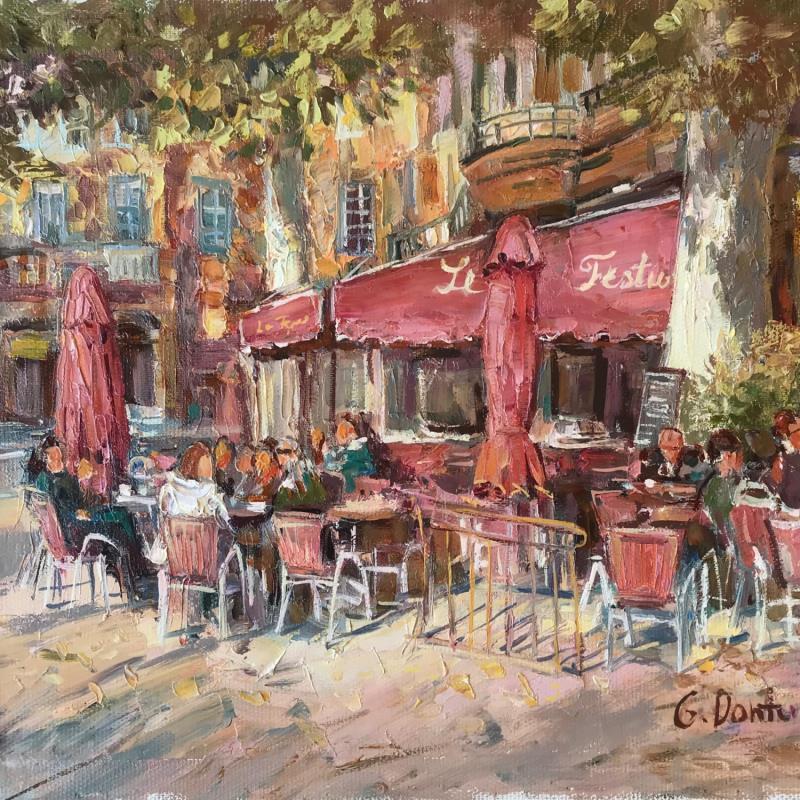 Peinture Café Le festival par Dontu Grigore | Tableau Figuratif Urbain Huile