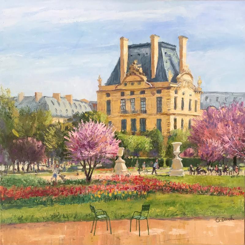 Gemälde  Le Louvre, jardin de Luxembourg  von Dontu Grigore | Gemälde Figurativ Urban Öl