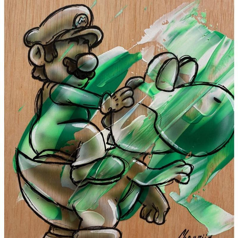 Gemälde Green M&Y von Chauvijo | Gemälde Pop-Art Pop-Ikonen Kinder Graffiti Acryl Harz