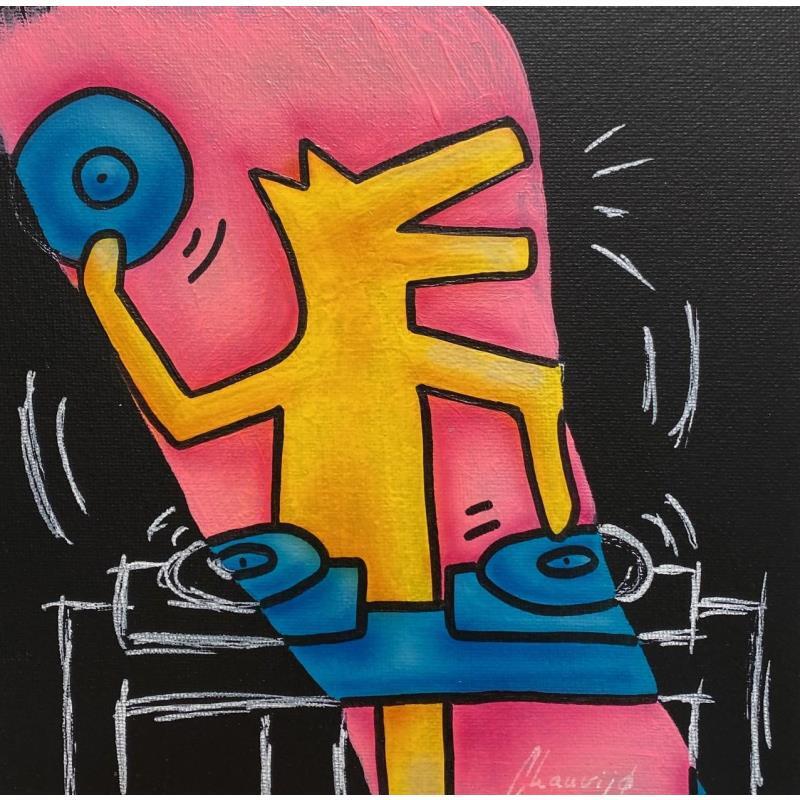 Gemälde DJ Wolf von Chauvijo | Gemälde Pop-Art Graffiti Acryl Harz