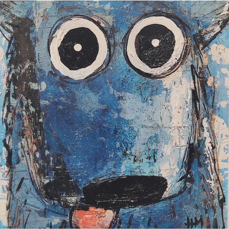 Gemälde Ours bleu von Maury Hervé | Gemälde Art brut Acryl, Pigmente, Sand, Tinte Tiere