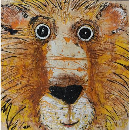 Gemälde Lion von Maury Hervé | Gemälde Art brut Acryl, Pigmente, Sand, Tinte Pop-Ikonen, Tiere