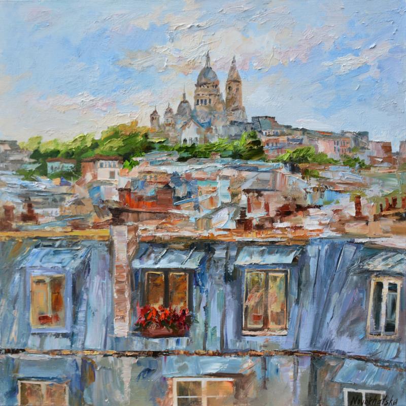 Painting La butte Montmartre by Novokhatska Olga | Painting Figurative Oil Urban