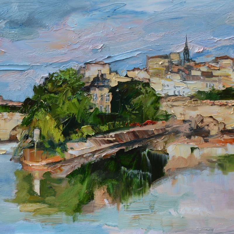 Painting Vue sur l'île de la Cité by Novokhatska Olga | Painting Figurative Urban Oil