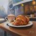 Painting Café-croissant 2 by Jung François | Painting Figurative Still-life Oil