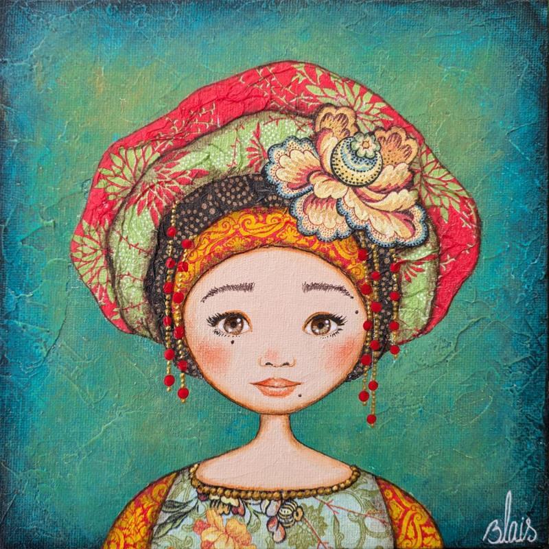 Painting Masha by Blais Delphine | Painting Figurative Portrait Child Acrylic Gluing