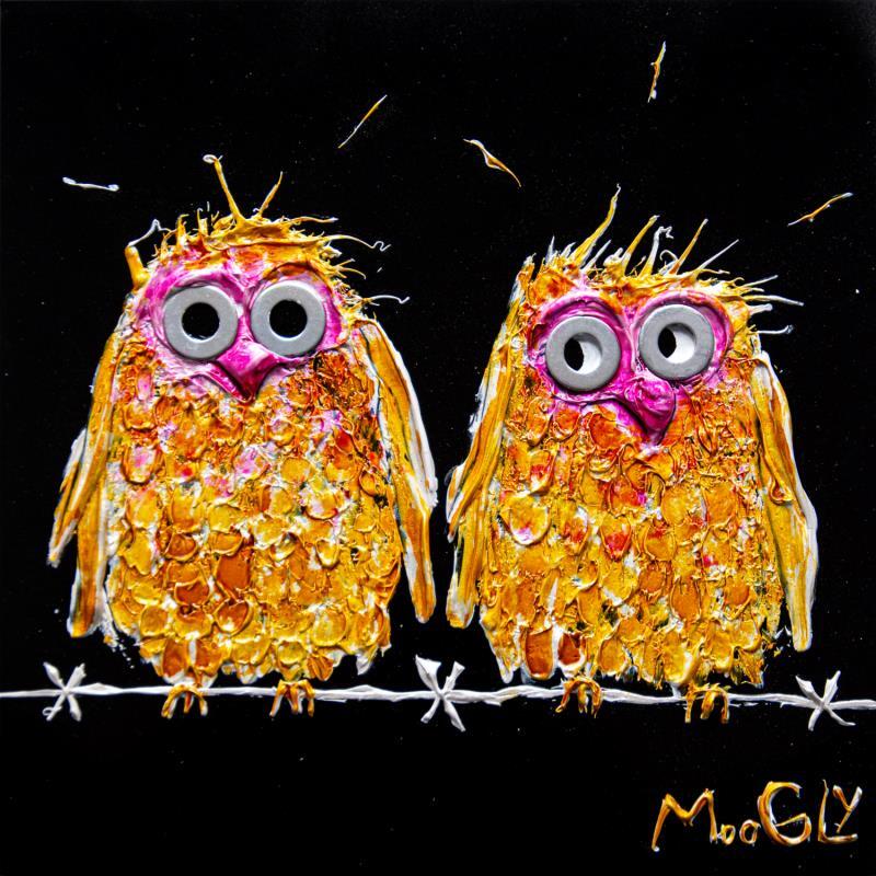 Peinture Communiqus par Moogly | Tableau Art Singulier Animaux Carton Acrylique Résine Pigments