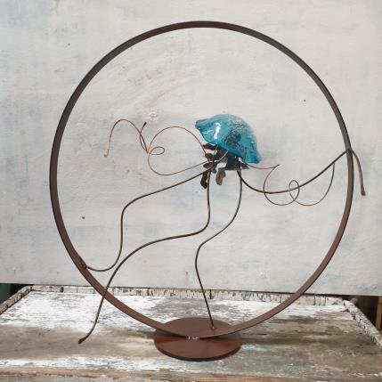 Sculpture meduse bleu by Eres Nicolas | Sculpture Figurative Metal Animals