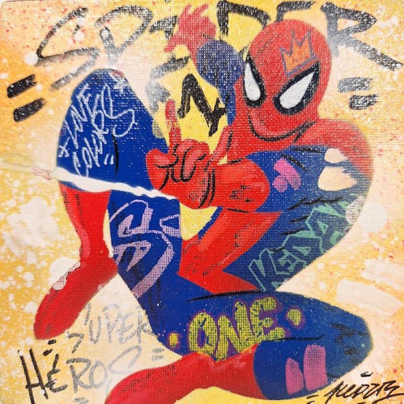 Gemälde Spider Man  von Kedarone | Gemälde Pop-Art Pop-Ikonen Graffiti Acryl