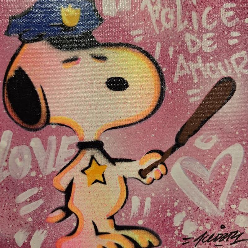 Peinture Snoopy policier par Kedarone | Tableau Pop-art Icones Pop Graffiti Acrylique