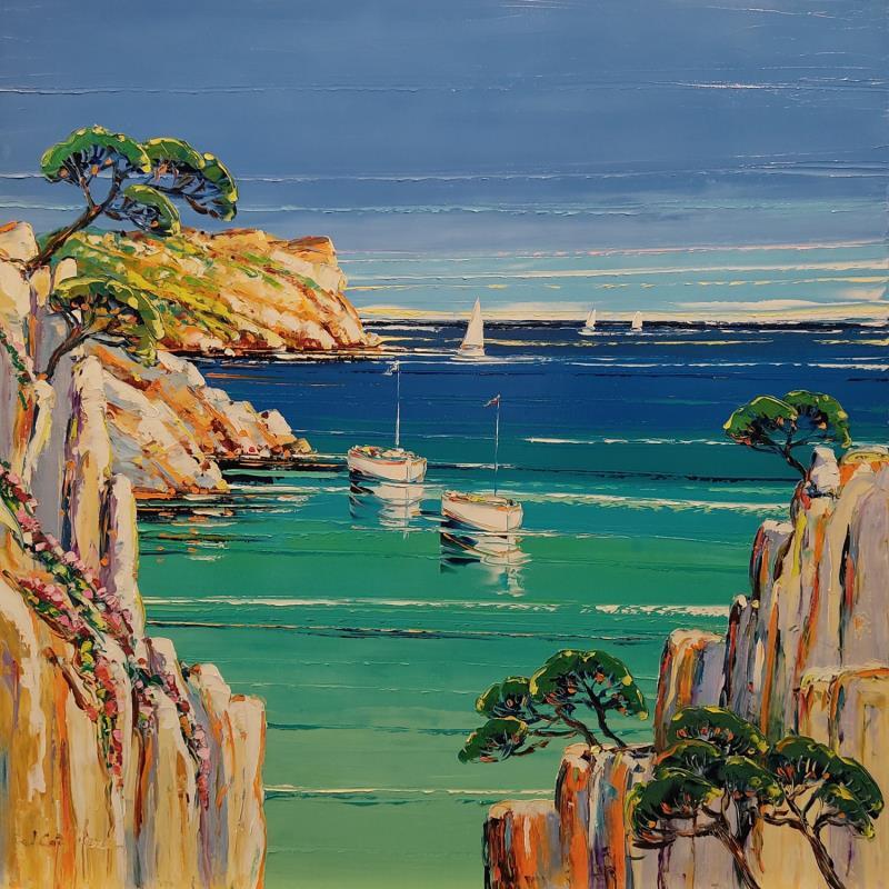 Peinture belle journée dans les calanques par Corbière Liisa | Tableau Figuratif Paysages Huile