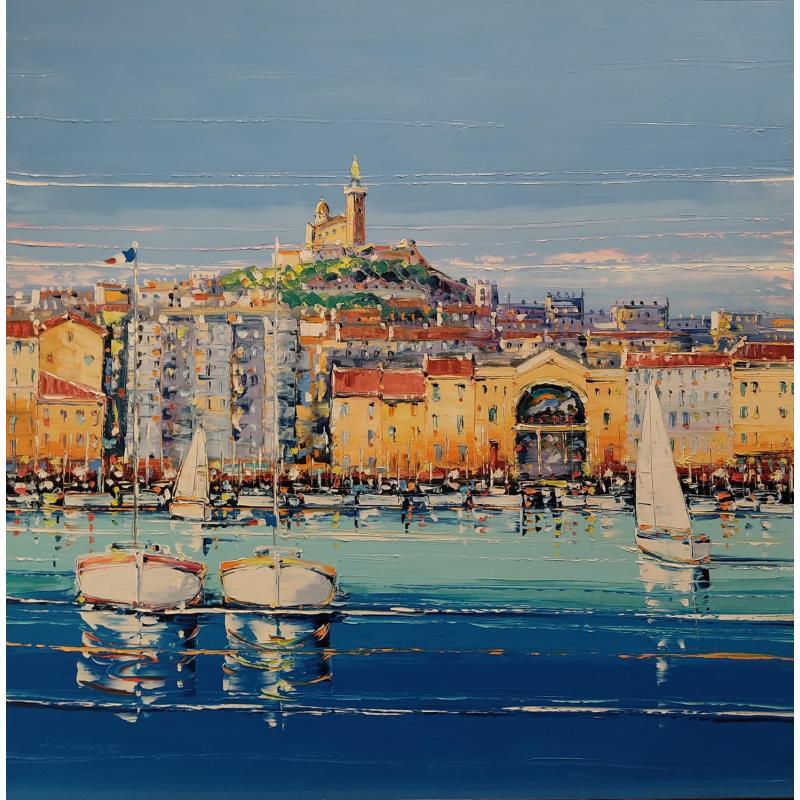 Painting matin dans le vieux port, marseille by Corbière Liisa | Painting Figurative Oil Landscapes, Marine