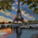 Peinture Sunset at the Eiffel tower par Niko Marina  | Tableau Figuratif Urbain Huile