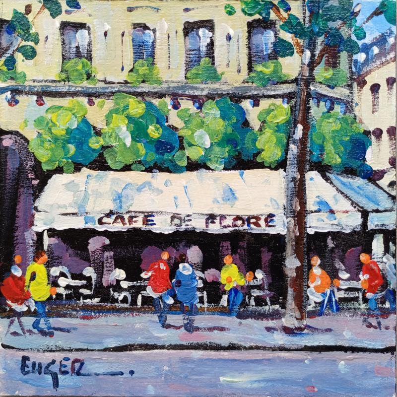 Painting AU CAFE DE FLORE by Euger | Painting Figurative Acrylic Life style, Society, Urban