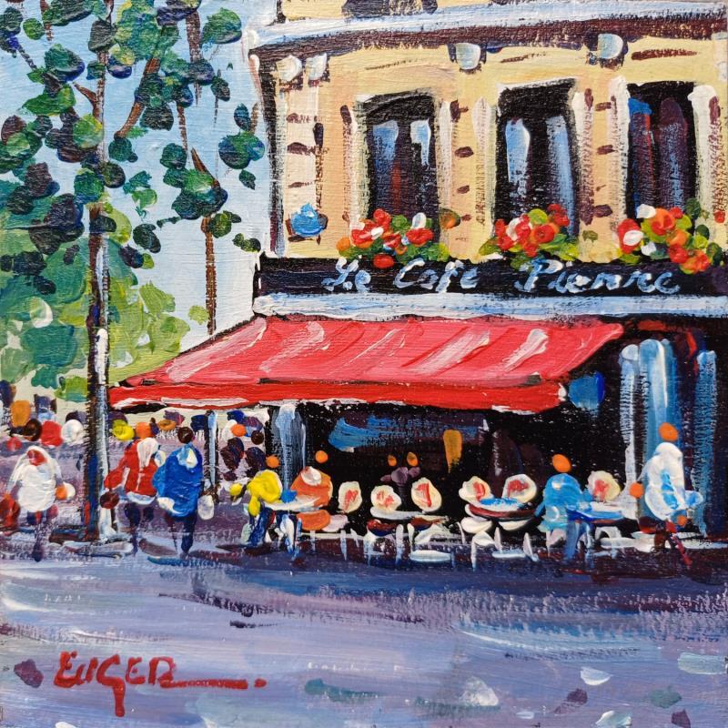 Painting TERRASSE BOULEVARD MAGENTA A PARIS  by Euger | Painting Figurative Society Urban Life style Acrylic