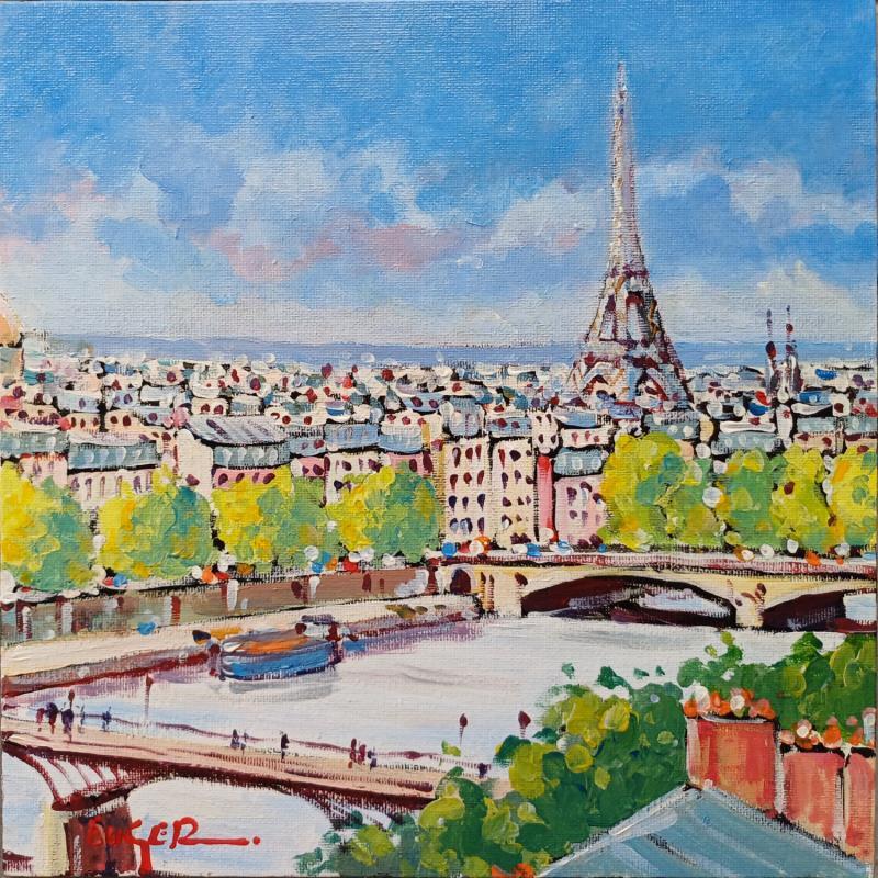 Painting LA SEINE A PARIS by Euger | Painting Figurative Acrylic Landscapes, Life style, Urban