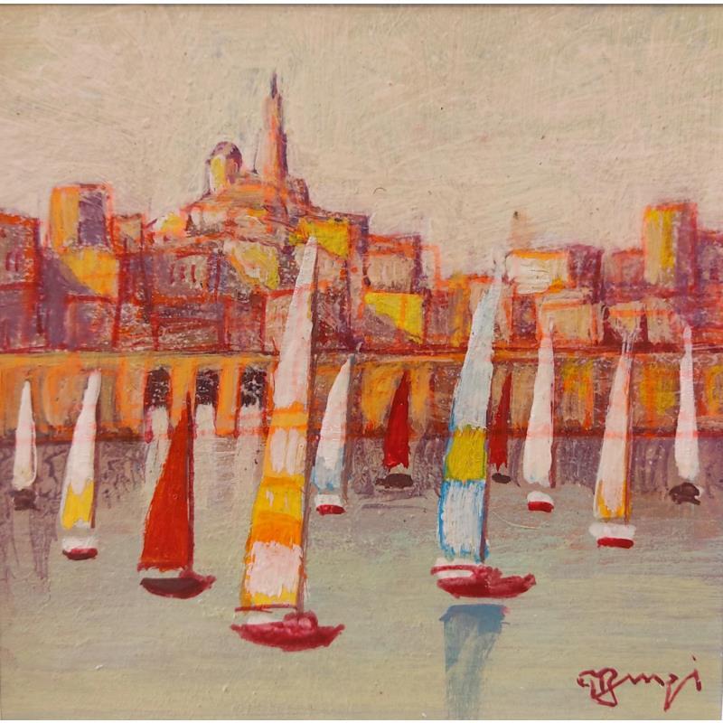 Peinture Régate à Marseille 3 AQ58 par Burgi Roger | Tableau Figuratif Paysages Marine Acrylique