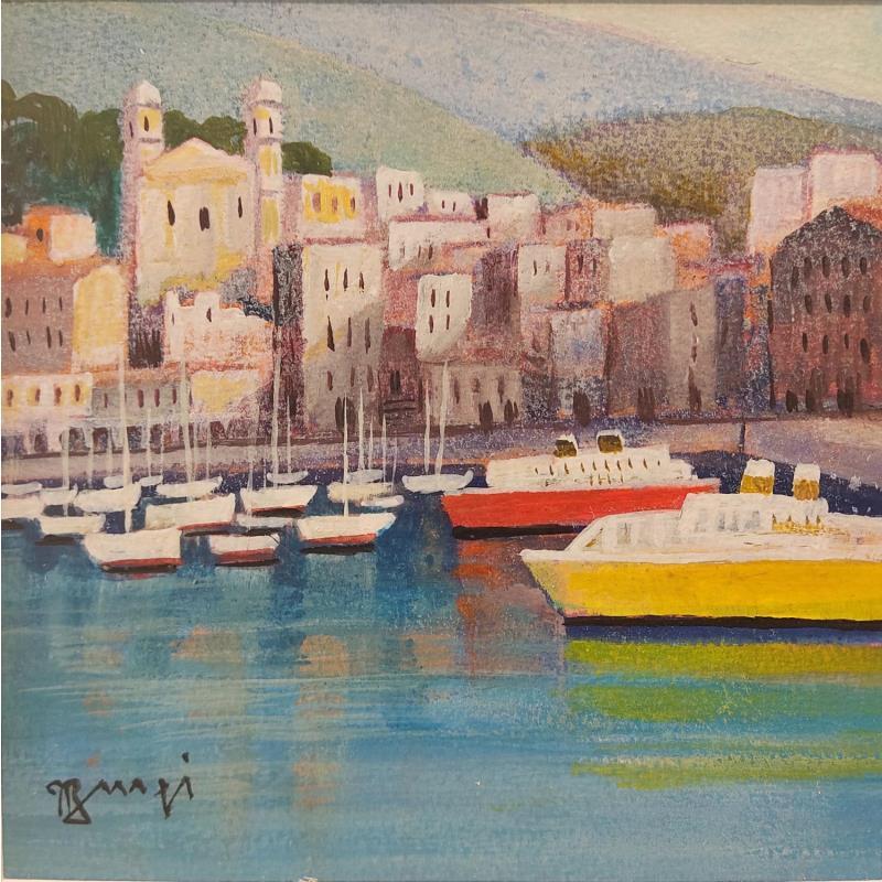 Peinture Corse Bastia 2 bateaux AP93 par Burgi Roger | Tableau Figuratif Paysages Marine Acrylique