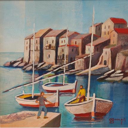 Peinture Corse Erbalunga AP99 par Burgi Roger | Tableau Figuratif Acrylique Marine, Paysages