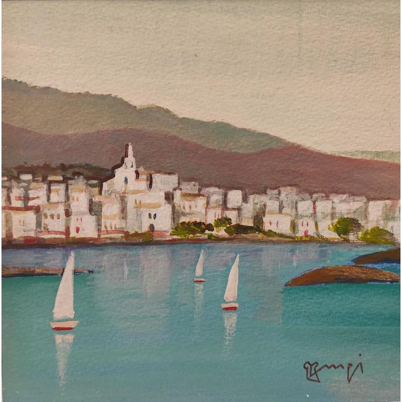 Gemälde Cadaques AP101 von Burgi Roger | Gemälde Figurativ Landschaften Marine Acryl