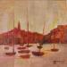 Painting Vieux port rouge AQ107 by Burgi Roger | Painting Figurative Landscapes Marine Acrylic