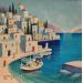 Painting Petit port Grec 2 AQ122 by Burgi Roger | Painting Figurative Landscapes Marine Acrylic