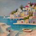 Painting Paysage Grec AQ125 by Burgi Roger | Painting Figurative Landscapes Marine Acrylic