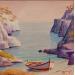 Painting Calanque à la barque AQ150 by Burgi Roger | Painting Figurative Landscapes Marine Acrylic