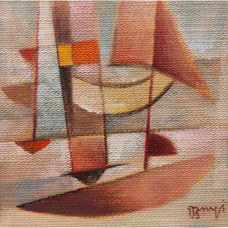 Gemälde Composition marine AQ54 von Burgi Roger | Gemälde Abstrakt Acryl Marine