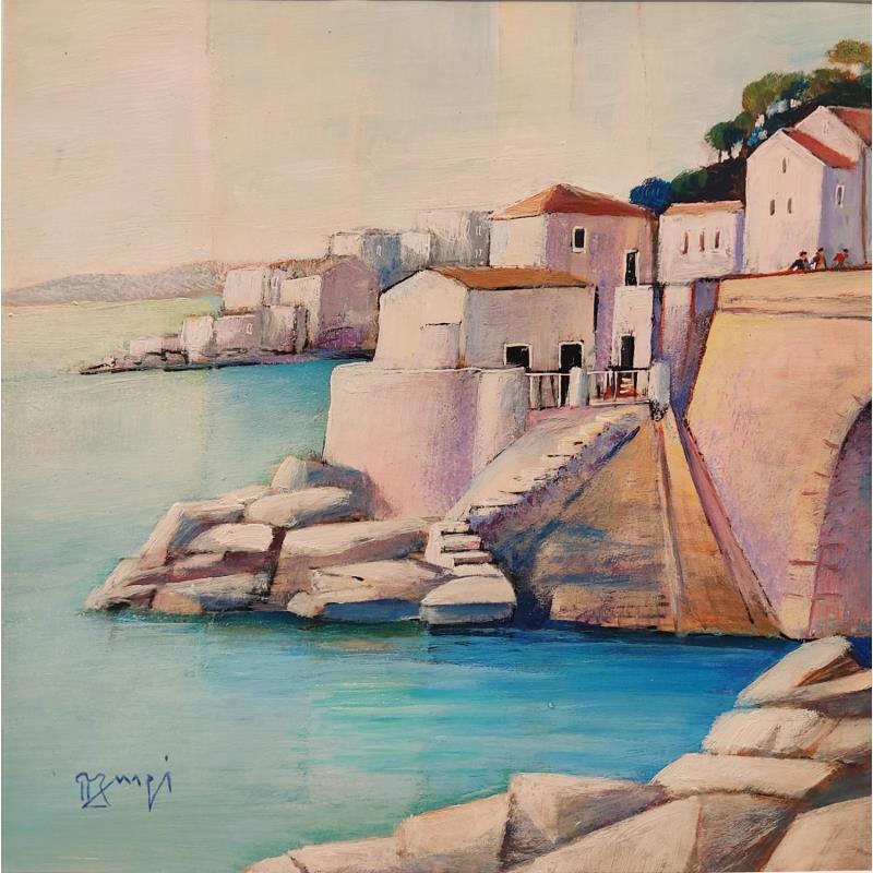 Painting Le Marégraphe AQ132 by Burgi Roger | Painting Figurative Landscapes Marine Acrylic