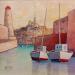 Peinture Devant le port AQ142 par Burgi Roger | Tableau Figuratif Paysages Marine Acrylique