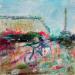 Painting En ballade a Paris  by Solveiga | Painting Impressionism Urban Life style Architecture Acrylic