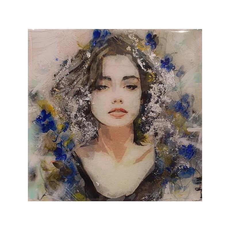 Painting Marta en azul by Bofill Laura | Painting Figurative Portrait Acrylic Resin