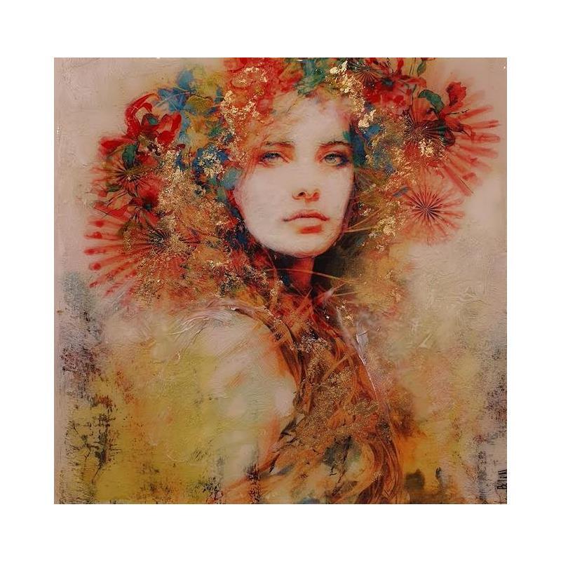 Painting Vero en oro by Bofill Laura | Painting Figurative Portrait Acrylic Resin