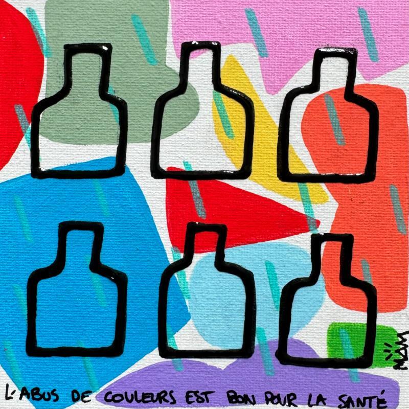 Gemälde HAPPY BOTTLES von Mam | Gemälde Pop-Art Gesellschaft Pop-Ikonen Minimalistisch Acryl