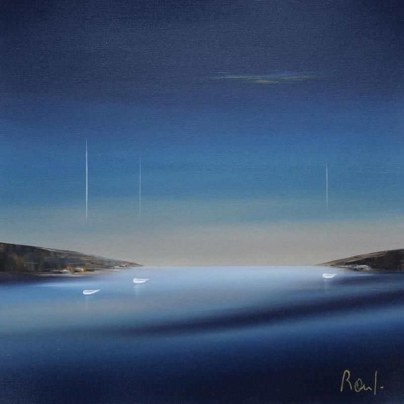 Painting Horizon marin 68 by Roussel Marie-Ange et Fanny | Painting Figurative Marine Minimalist Oil